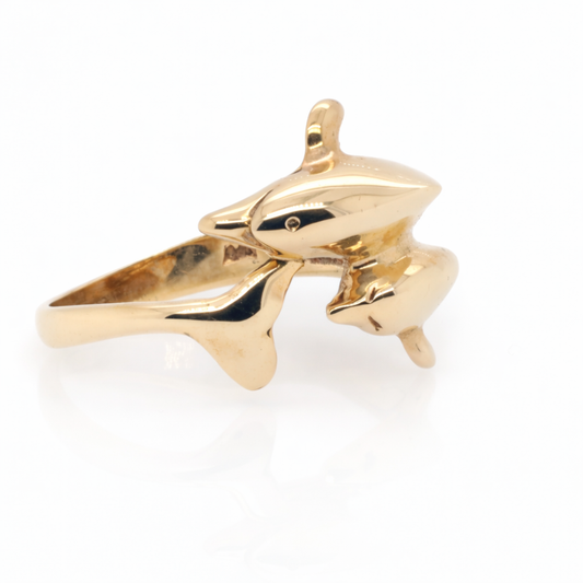 9ct Yellow Gold Dolphin Ring