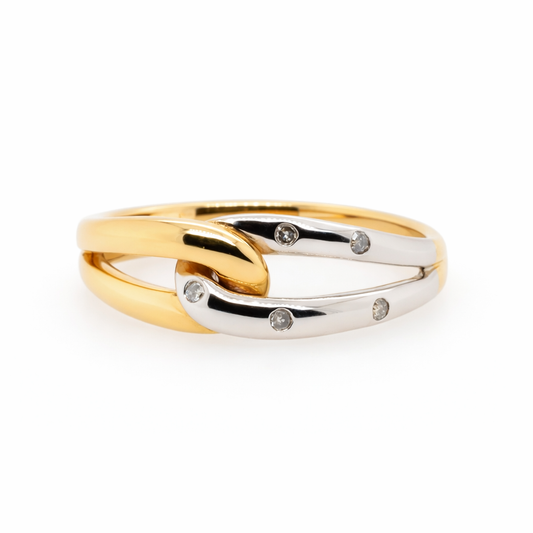 9ct White and Yellow Gold Diamond Infinity Ring