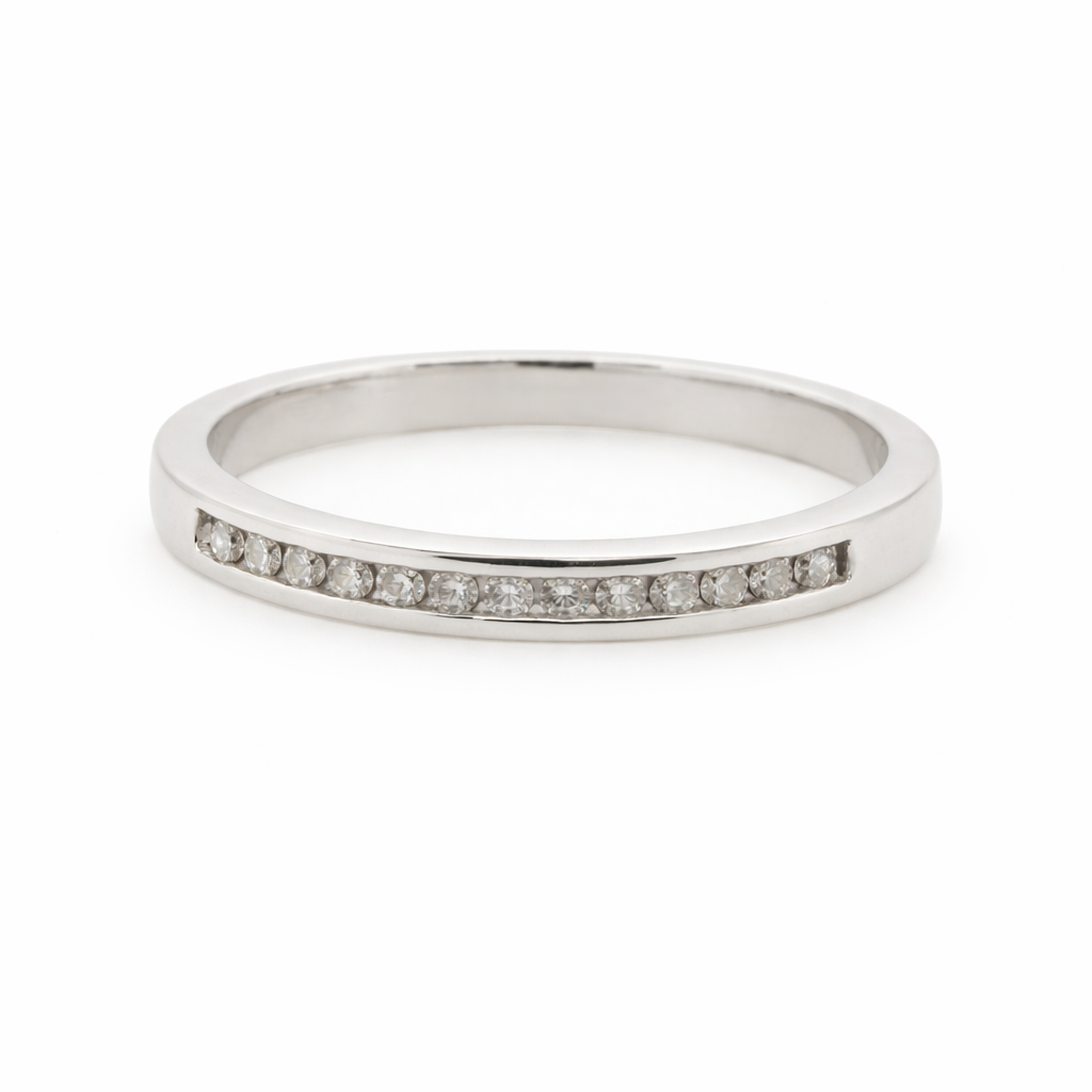 18ct White Gold Channel Set Diamond Band