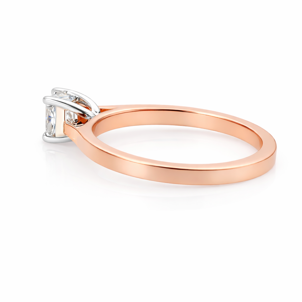 9ct Rose White Gold Natural Princess Cut Diamond Ring