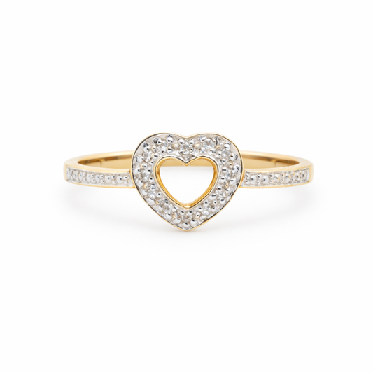 9ct Yellow Gold Natural Diamond Heart Ring