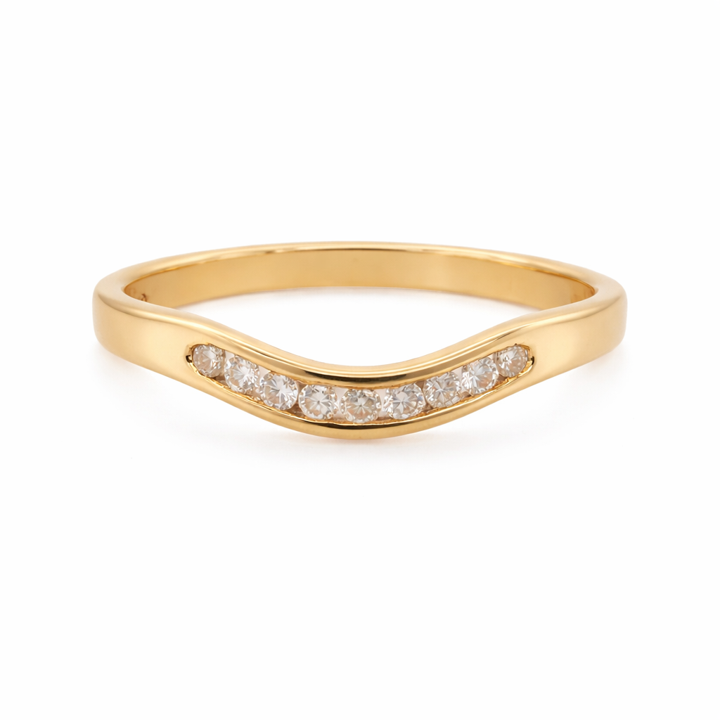 18ct Curved Channel Set Diamond Band
