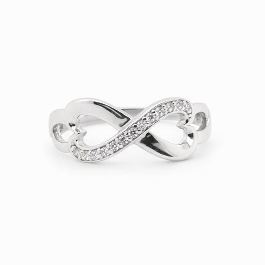 9ct White Gold Infinity Ring with CZs