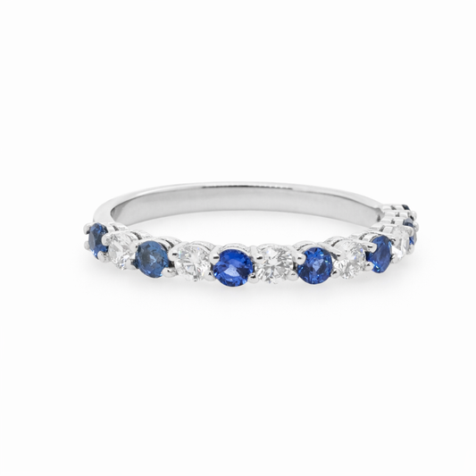 18ct White Gold Eternity Ring with Ceylon Sapphires and Diamonds