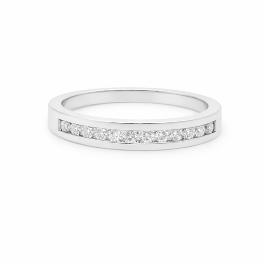9ct White Gold Channel Set Eternity/Wedding Ring with Diamonds