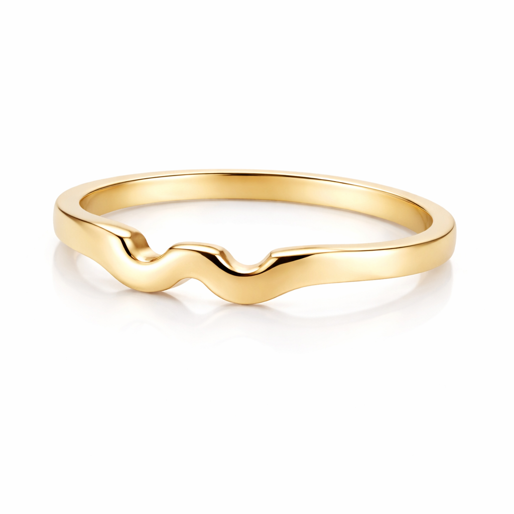 9ct Gold Band with Curved Claw Cutouts