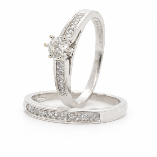 18ct White Gold Natural Diamond Bridal Set