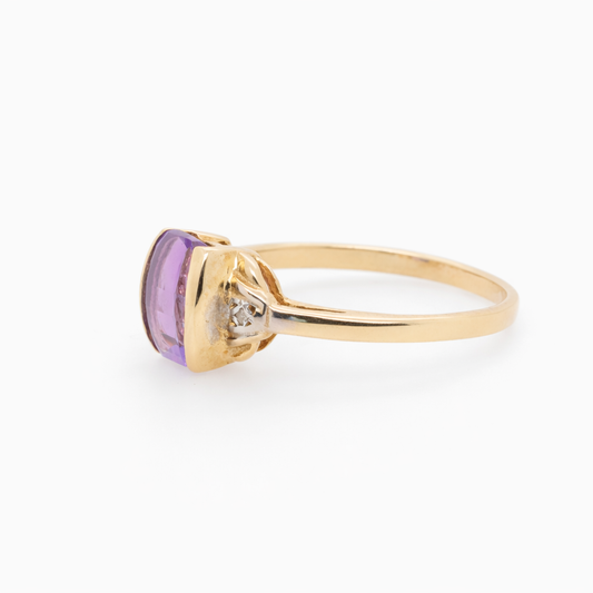 9ct Gold Amethyst and Diamond Ring