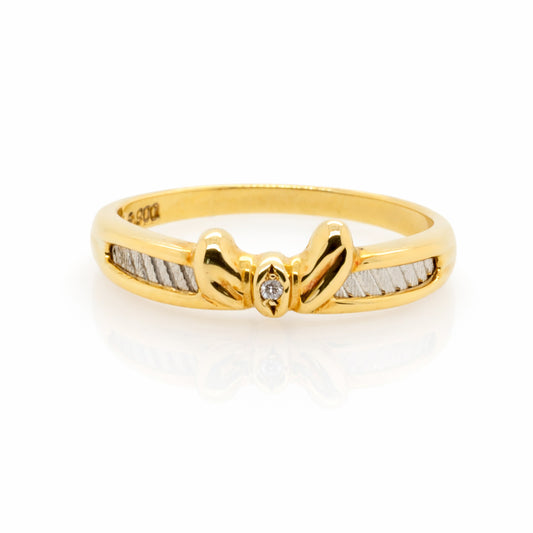 18ct and Platinum Bow Ring Diamond set