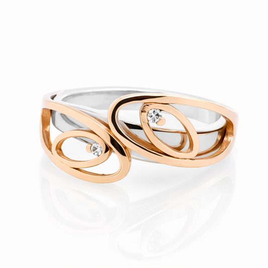 9ct Rose and White Gold Ring with Diamonds