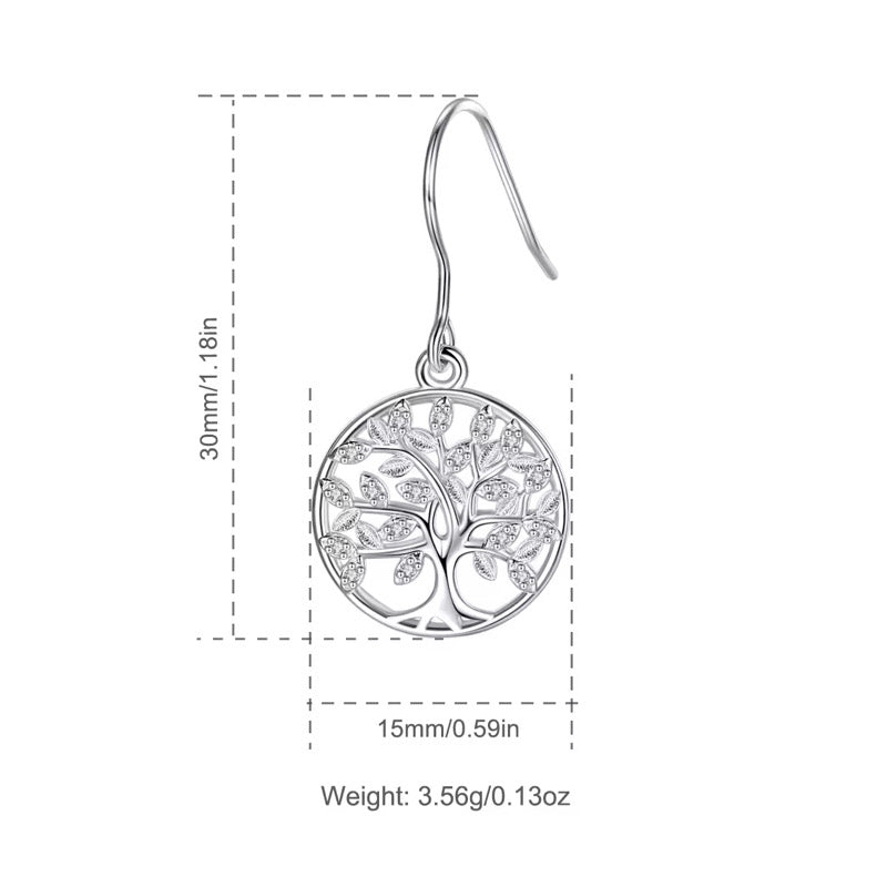 Sterling Silver Tree of Life Drop Earings