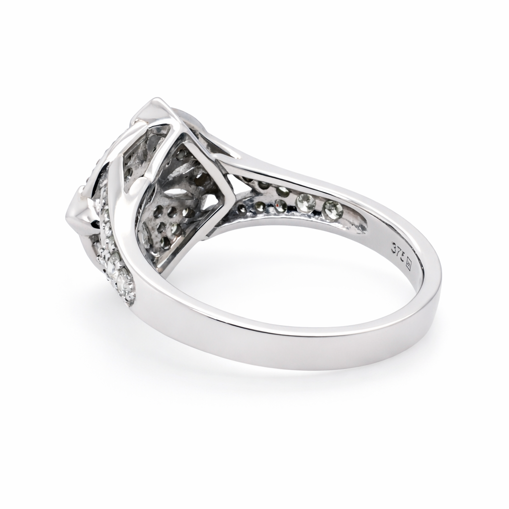 9ct White Gold Art Deco Diamond Ring