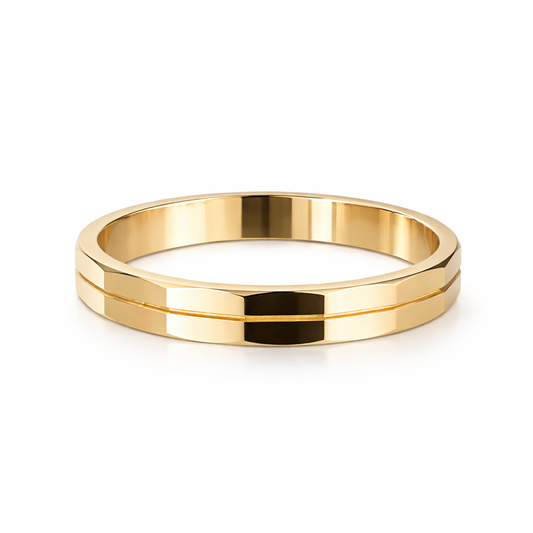 9ct Yellow Gold Faceted Band