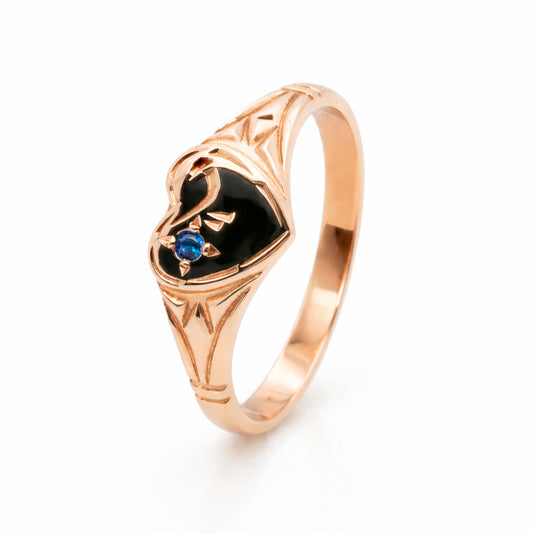 9ct Rose Gold Signet ring with Sapphire