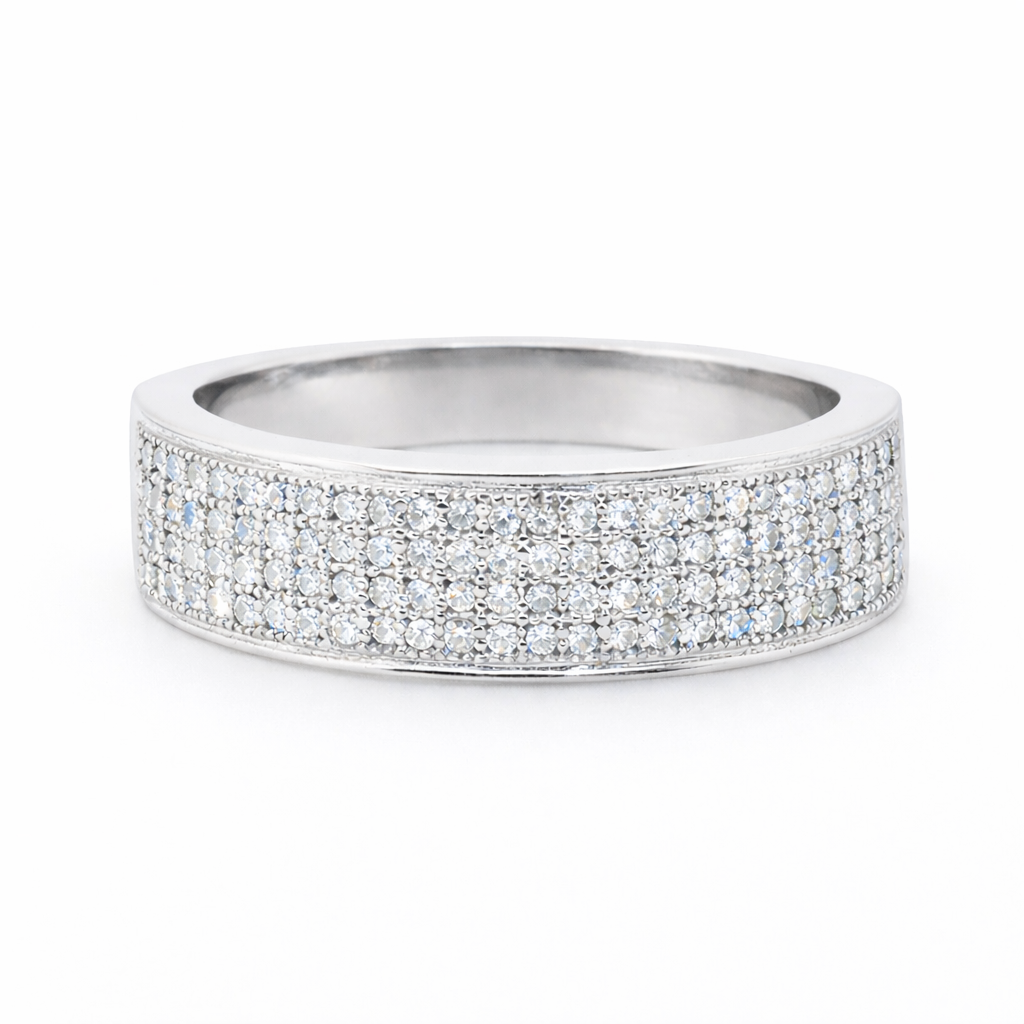 9ct White Gold Micro-Pave Diamond Ring