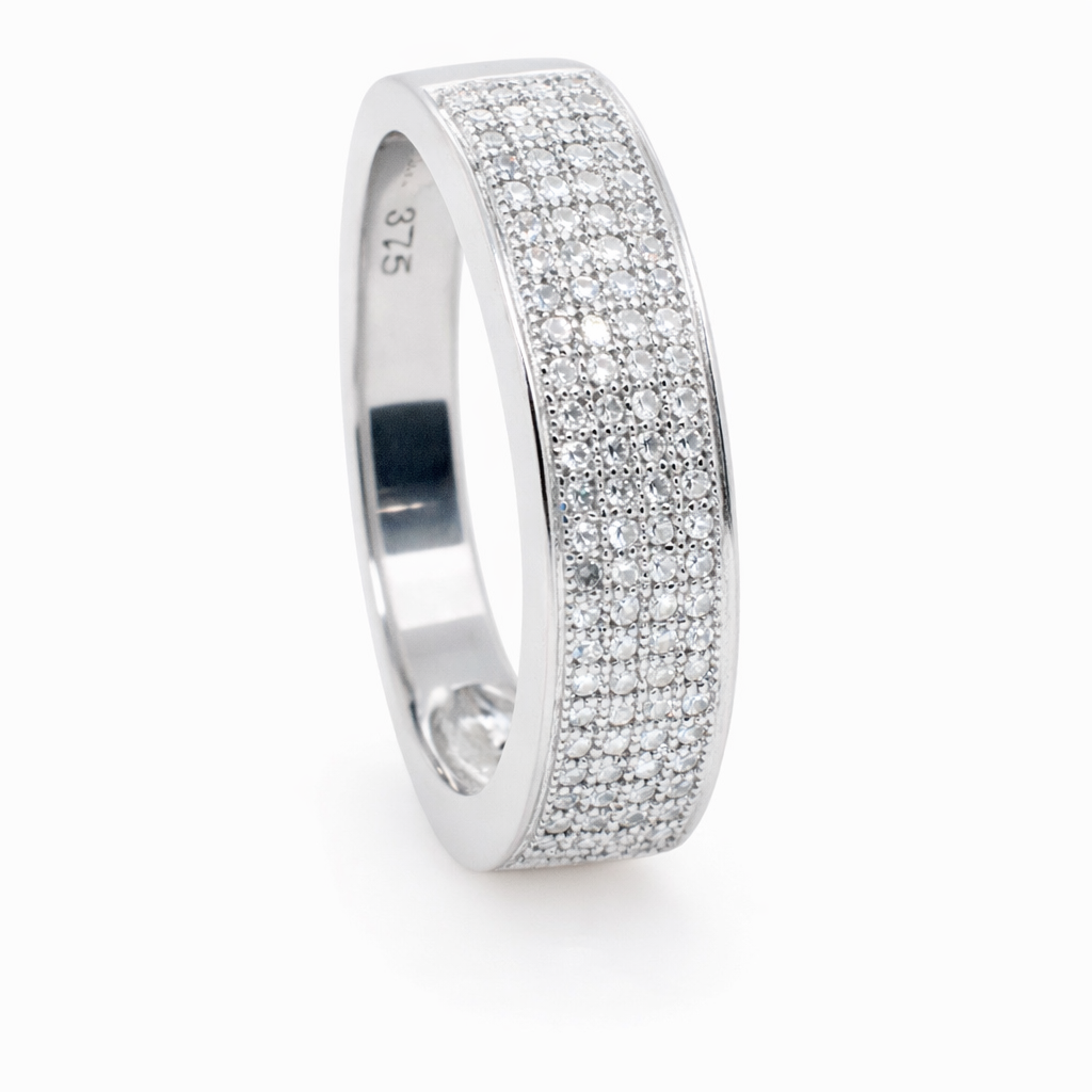 9ct White Gold Micro-Pave Diamond Ring