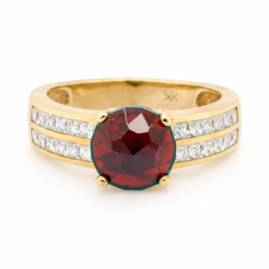 9ct Yellow Gold Australian Harts Range Garnet and CZ
