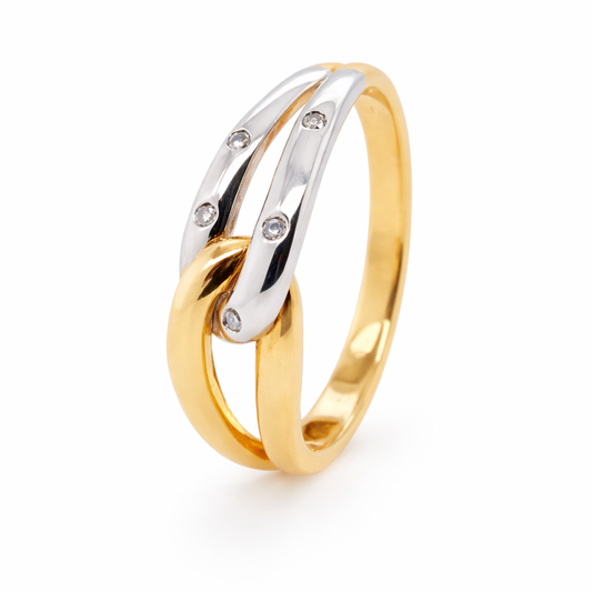 9ct White and Yellow Gold Diamond Infinity Ring
