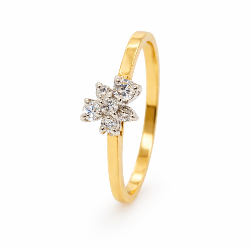 9ct Yellow and White Gold Diamond Cluster