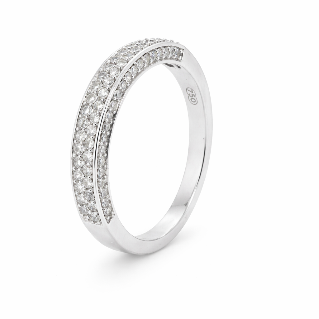 18ct White Gold Pave Set Eternity/Wedding Ring with Diamonds