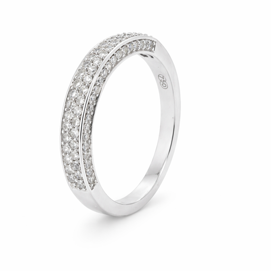18ct White Gold Pave Set Eternity/Wedding Ring with Diamonds