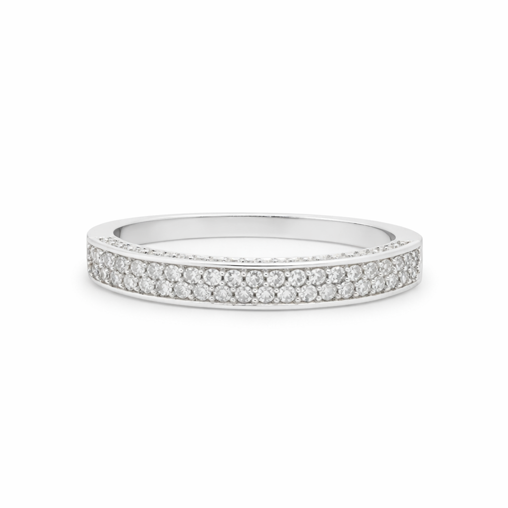18ct White Gold Pave Set Eternity/Wedding Ring with Diamonds