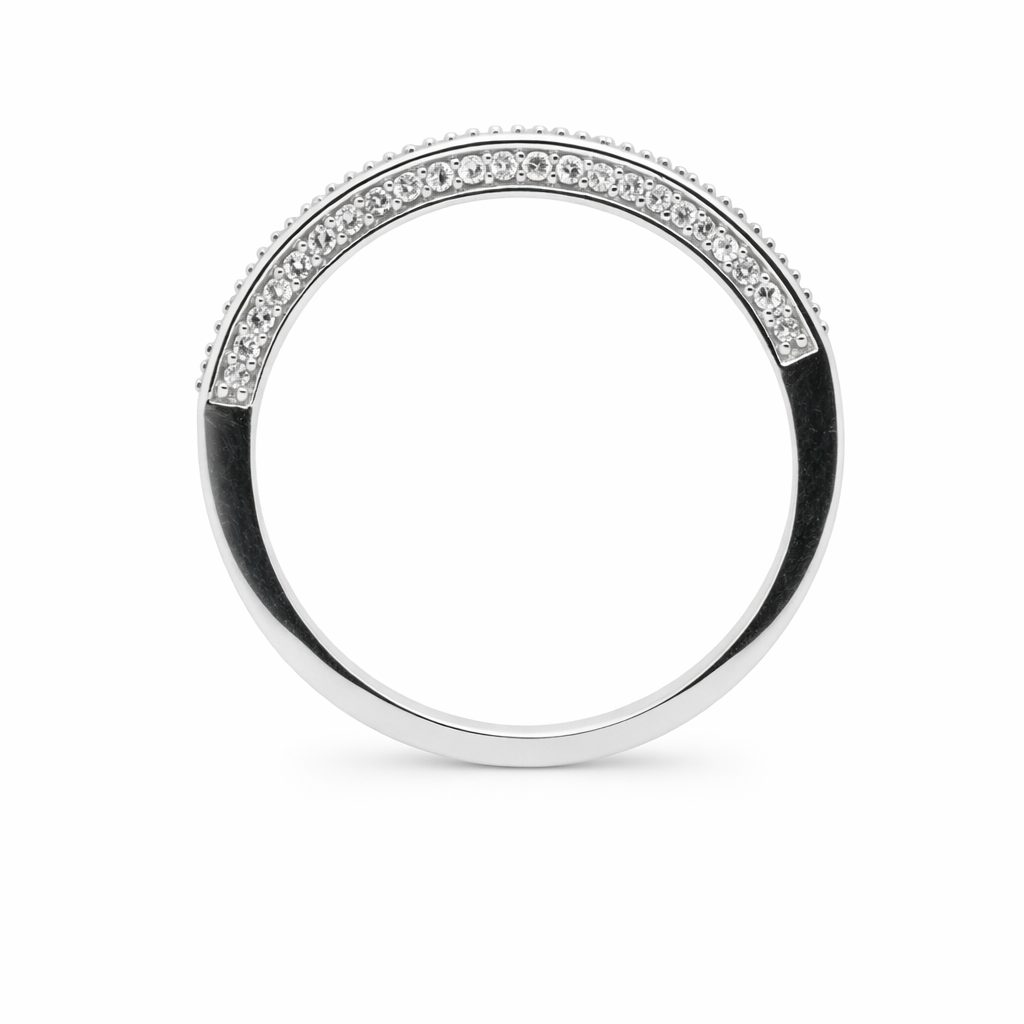18ct White Gold Pave Set Eternity/Wedding Ring with Diamonds
