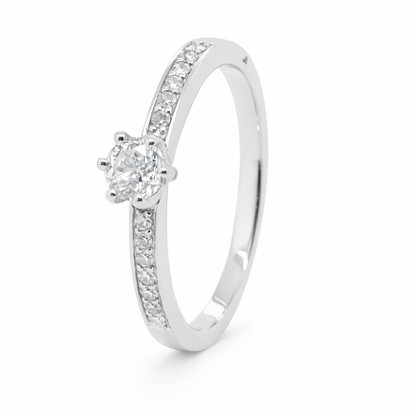 18ct White Gold 6 Claw Natural&nbsp; Diamonds Featuring an Astralis Cut Diamond