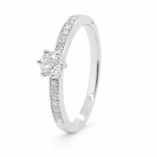 18ct White Gold 6 Claw Natural&nbsp; Diamonds Featuring an Astralis Cut Diamond