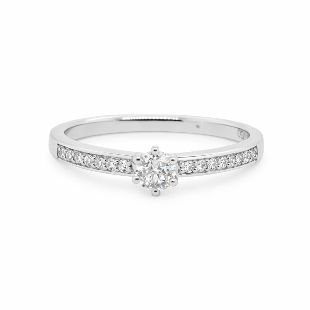 18ct White Gold 6 Claw Natural&nbsp; Diamonds Featuring an Astralis Cut Diamond
