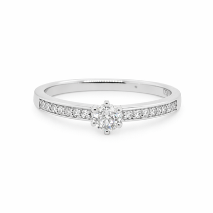 18ct White Gold 6 Claw Natural&nbsp; Diamonds Featuring an Astralis Cut Diamond