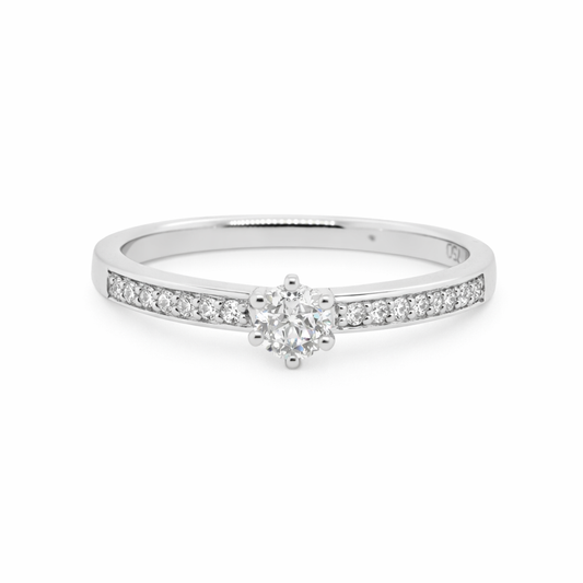 18ct White Gold 6 Claw Natural&nbsp; Diamonds Featuring an Astralis Cut Diamond