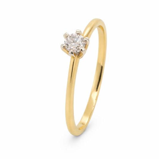 18ct Yellow and White Gold 6 Claw Engagement Ring