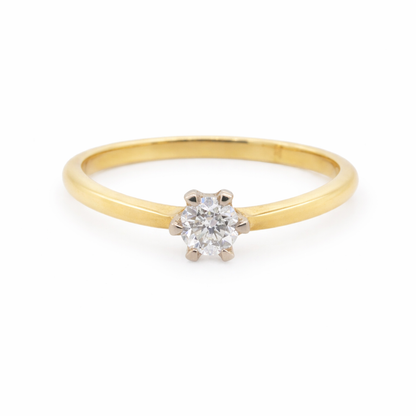 18ct Yellow and White Gold 6 Claw Engagement Ring