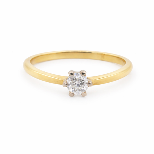 18ct Yellow and White Gold 6 Claw Engagement Ring