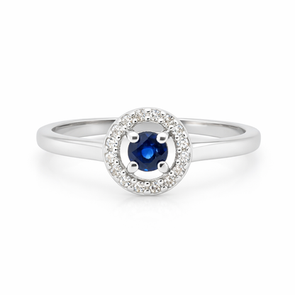 9ct White Gold Natural Sapphire and Diamond Ring