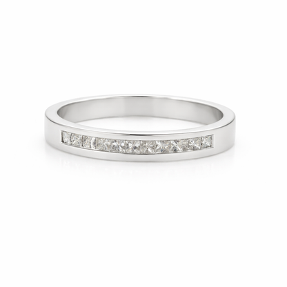 White Gold Diamond Ring Princess Cut channel set