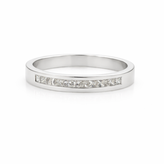 White Gold Diamond Ring Princess Cut channel set