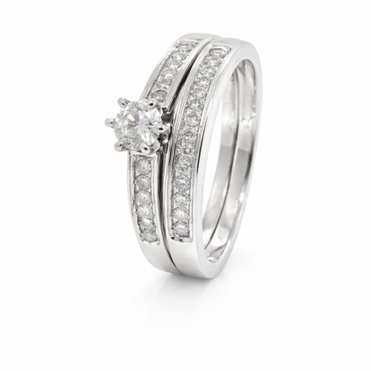 18ct White Gold Natural Diamond Bridal Set
