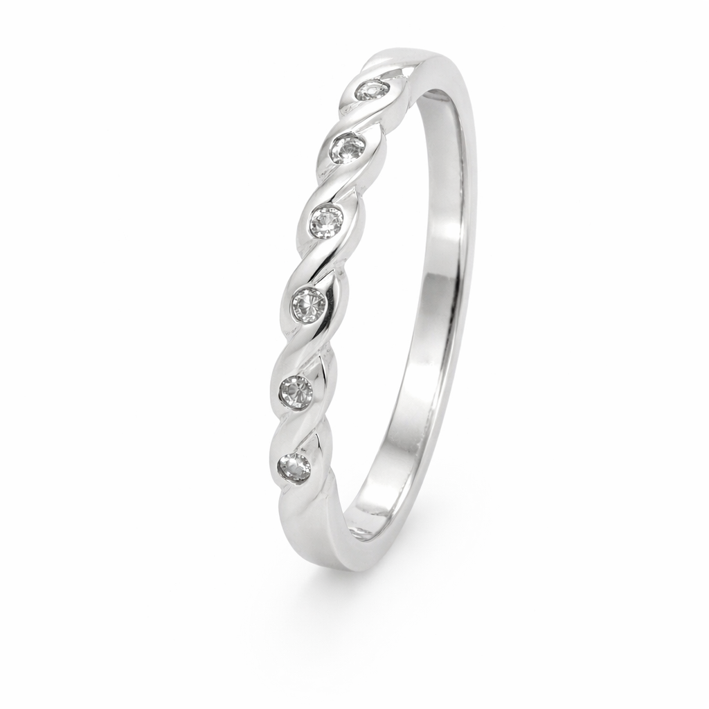 9ct White Gold Natural&nbsp; Diamond Band