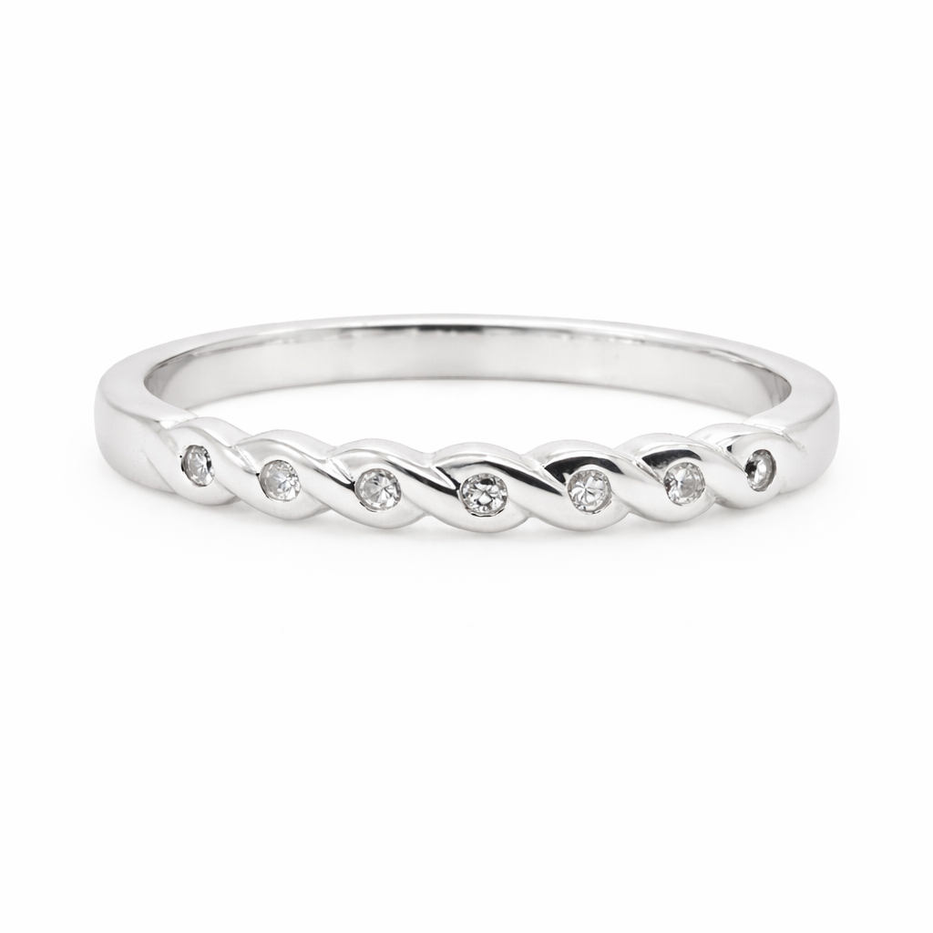 9ct White Gold Natural&nbsp; Diamond Band