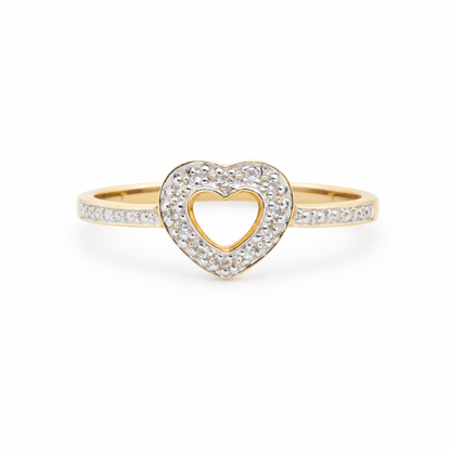 9ct Yellow Gold Natural Diamond Heart Ring
