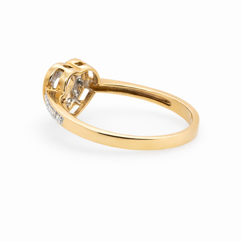 9ct Yellow Gold Natural Diamond Heart Ring