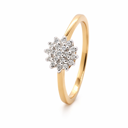 9ct Yellow and White Gold CZ Cluster Ring