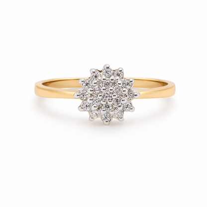 9ct Yellow and White Gold CZ Cluster Ring
