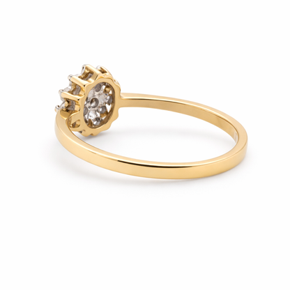 9ct Yellow and White Gold CZ Cluster Ring