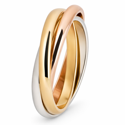 9ct Yellow, White and Rose Gold Russian Wedding Band