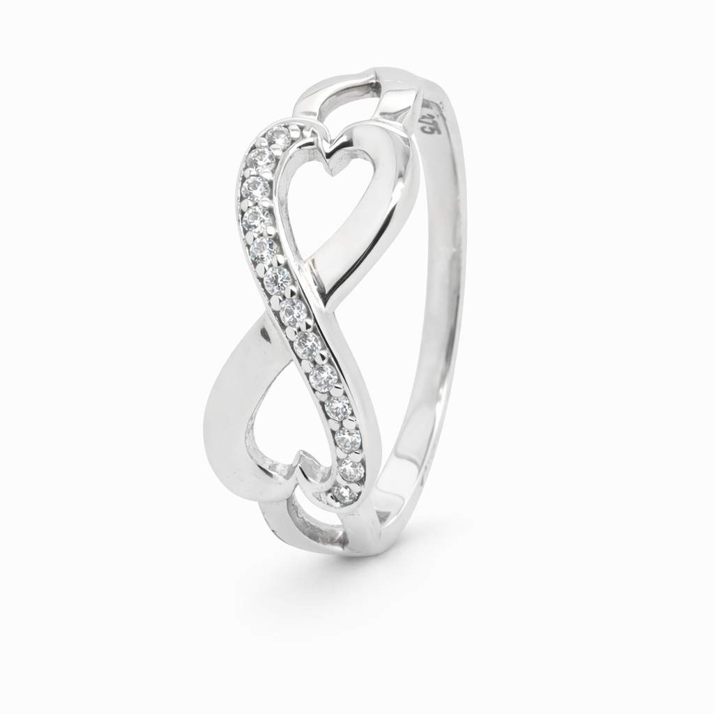 9ct White Gold Infinity Ring with CZs