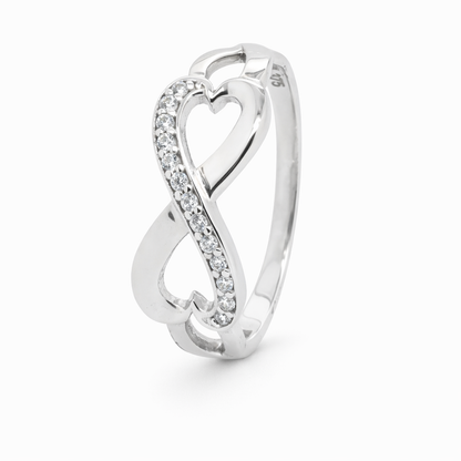 9ct White Gold Infinity Ring with CZs