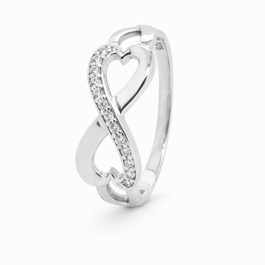 9ct White Gold Infinity Ring with CZs